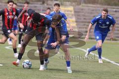 Bayernliga Nord - Saison 2024/25 - FC Ingolstadt 04 II - Würzburger FV 04 - Jason Osei Tutu (Nr.11 - FCI U21) - Gobbo Fabio blau Würzburg - Foto: Meyer Jürgen