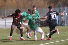 U19 - Nachwuchsliga -  - Saison 2024/25 - FC Ingolstadt 04 - 1. FC Schweinfurth - Baran Berk rot FCI - David Ritter grün Schweinfurth  - Foto: Meyer Jürgen