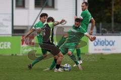 Bezirksliga - Saison 2025/26 - FC Gerolfing - SVA Palzing - Christian Träsch (Nr.3 - FC Gerolfing) - Liam Russo schwarz Palzing - Foto: Meyer Jürgen