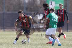U19 - Nachwuchsliga -  - Saison 2024/25 - FC Ingolstadt 04 - 1. FC Schweinfurth - Mustafa Özden rot FCI - Gedeon Ambrosi rot FCI - Lukas Schneider grün Schweinfurth  - Foto: Meyer Jürgen