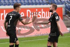 3. Liga - MSV Duisburg - FC Ingolstadt 04 - Tor Jubel 1:4 Dennis Eckert Ayensa (7, FCI) mit Marc Stendera (10, FCI)