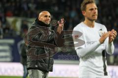 2.BL; Erzgebirge Aue - FC Ingolstadt 04; Spiel ist aus 1:0 Niederlage, enttäuscht Cheftrainer André Schubert (FCI) bei den Fans Marcel Gaus (19, FCI)