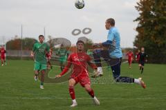 Kreisklasse - Saison 2025/26- TSV Lenting - Türkisch SV Ingolstadt - Enis Kuqanaj rot Türk SV - Leon Durnov Torwart Lenting - Foto: Meyer Jürgen