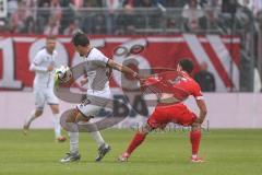 3. Liga; Energie Cottbus - FC Ingolstadt 04; Zweikampf Kampf um den Ball Pascal Testroet (37, FCI) Pelivan Dominik (5 EC)