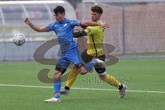 2024_2_17 - Saison 2023/24 - AUDI-Schanzer Amateur Cup - SV Hundszell - FC Hitzhofen/Oberzell  - Halbfinale 1 - Dominic Filser gelb Hitzhofen - Luca Kammerer
 blau Hundszell - Foto: Meyer Jürgen