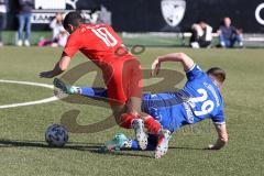 Bayernliga Süd - Saison 2022/2023 - FC Ingolstadt 04 - FC Deisenhofen - Ishak Karaogul (Nr.10 - FCI II) - Nikolaos Gkasimpagiazov blau Deisenhofen - Foto: Meyer Jürgen