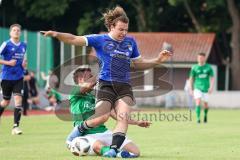 Sparkassenpokal - DJK Ingolstadt - FC Gerolfing - Tom Staudenmeier blau DJK Ingolstadt wird gefoult durch Lukas Schuwirth grün Gerolfing - Foto: Jürgen Meyer