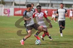 Kreisliga- Saison Saison 2026/27 - SV Türkisch Ingolstadt - TSV Ober./Unterhaunstadt -  Ersin Ucar grau Ober./Unterh.stadt  - Boubacarr Saho weiss Türkisch - Foto: Meyer Jürgen