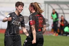 2. Frauen-Bundesliga - Saison 2021/2022 - FC Ingolstadt 04 - SV Henstedt-Ulzburg - Der 1:0 Führungstreffer durch Maier Ramona (#18 FCI) - jubel - Petz Anna (#16 FCI) - Foto: Meyer Jürgen