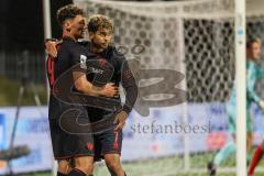 3. Liga; TSV Havelse - FC Ingolstadt 04; 2:4 Tor Jubel Treffer Yann Sturm (7, FCI) Torwart Opitz Tom (1 Havelse) bedankt sich bei Flankengeber Mads Borchers (9, FCI)
