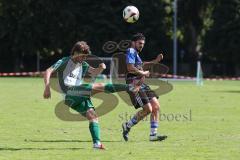 Kreisklasse - Saison 2025/26- SV Haunwöhr - FC Geisenfeld  - Kilian Kellermann grün Geisenfeld - Daniele Romanelli blau Haunwöhr - Foto: Meyer Jürgen
