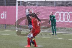 Bayernliga - Frauen - Saison 2022/2023 - FC Ingolstadt 04 II - - TSV Schwaben Augsburg - Laura Frank
 rot FCI - Sarah Reißner Torwart Augsburg - Katrin Maier schwarz Augsburg - Foto: Meyer Jürgen