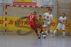 Lotto - Hallen - Bayerncup - Oberbayern -  Saison 2022/2023  - FC Fatih - Traunstein - 1:1 - Deniz Sari #17 Fatih - Sergiu Nut Torwart Traunstein - Foto: Meyer Jürgen