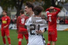 Kreisliga - Saison 2025/26- TSV Kösching - SV Kasing - Der 0:1 Führungstreffer durch Marius Magdic weiss Kasing - jubel  - Matthias Neumayer weiss Kasing - Foto: Meyer Jürgen