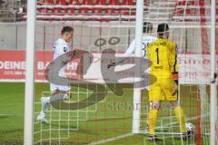 3. Liga - FSV Zwickau - FC Ingolstadt 04 - Tor Jubel 0:1, Dennis Eckert Ayensa (7, FCI) Torwart Brinkies Johannes (1 Zwickau) holt den Ball aus dem Netz