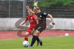 2. Fußball-Liga - Frauen - Saison 2022/2023 - FC Ingolstadt 04 - RB Leipzig - Haim Vanessa (Nr.13 - FC Ingolstadt 04 ) - Kempe Frederike schwarz Leipzig - Foto: Meyer Jürgen