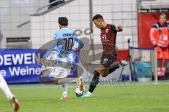 3. Liga; TSV 1860 München - FC Ingolstadt 04; Torchance verpasst Marcel Costly (22, FCI) Vrenezi Albion (10 TSV) stört