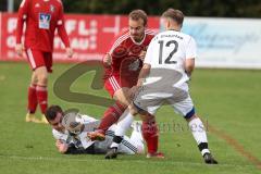 Kreisklasse - Saison 2023/2024 -SV Stammham - TSV Kösching - Jonas Betz rot Kösching - Jonas Nimmisch weiss #12 Stammham -  - Valentin Dieckert weiss Stammham - Foto: Meyer Jürgen