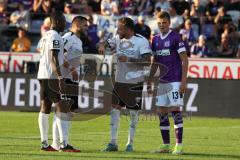 3.Liga - Saison 2022/2023 - VFL Osnabrück - FC Ingolstadt 04 - Patrick Schmidt (Nr.9 - FCI) - Pascal Testroet (Nr.37 - FCI) - Moussa Doumbouya (Nr.27 - FCI) - Lukas Kunze (Nr.13 - VFL Osnabrück) - Foto: Meyer Jürgen