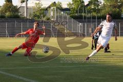 Bayernliga Süd - Saison 2022/2023 - FC Ingolstadt 04 -  TSV Dachau - Krupa Jeroen (Nr.17 - Fc Ingolstadt 04 II) trifft das leere Tor nicht sondern den Pfosten und der Ball prallt zurück - Jakob Marco Torwart Dachau - Foto: Meyer Jürgen