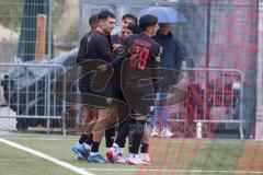 *** Bayernliga Nord - Saison 2025/26 - *** FC Ingolstadt 04 II - SC Eltersdorf - Der 1:0 Führungstreffer durch Ognjen Draculic (Nr.9 - FC Ingolstadt II) - jubel - Foto: Meyer Jürgen