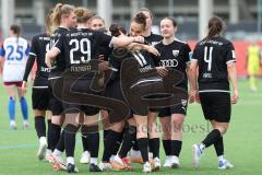 2. Bundesliga Frauen - Saison 2023/24 - FC Ingolstadt 04 Frauen - HSV Fr.1 - Der 1:0 Führungstreffer durch -  Paula Vidovic (Nr.11 - FCI)  - jubel - Nina Penzkofer (Nr.29 - FCI) - Foto: Meyer Jürgen