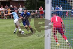 Kreisliga - Saison 2023/2024 - SV Menning  - FC Sandersdorf - Johannes Boyer blau Menning - Manuel Recum weiss Sandersdorf - Marcel Zach Torwart Sandersdorf - Foto: Meyer Jürgen