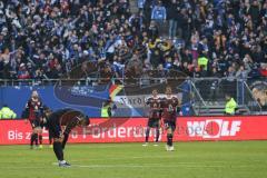 2.BL; Hamburger SV - FC Ingolstadt 04; Tor für Hamburg, 3:0, Enttäuschung Justin Butler (31, FCI) Denis Linsmayer (23, FCI) Jonatan Kotzke (25, FCI)