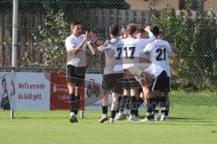 Kreisliga - Saison 2024/25- SV Hundszell - SV Menning -  -   Der 1:0 Führungstreffer durch - Leon Drees weiss Hundszell - jubel - XXXXX - Foto: Meyer Jürgen