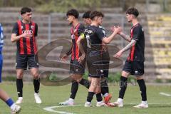 Bayernliga Nord - Saison 2024/25 - FC Ingolstadt 04 II - Würzburger FV 04 - - jubel - Davide Sekulovic (Nr.7 - FCI U21) schiesst zum 1:0 Führungstreffer ein- Foto: Meyer Jürgen