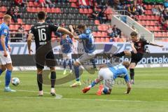 2.BL; FC Ingolstadt 04 - FC Hansa Rostock; Schuß Florian Pick (26 FCI) Visar Musliu (16, FCI) Omladic Nik (21 Hansa)Rother Björn (6 Hansa)