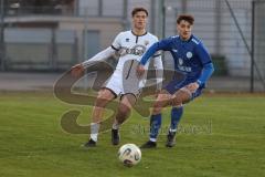 Bayernliga Nord - Saison 2025/26 - FC Ingolstadt 04 II - Würzburger FV - Tomislav Bagaric (Nr.5 - FC Ingolstadt II) - Fabio Hock blau Würzburg - Foto: Meyer Jürgen