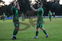 Bezirksliga - Saison 2023/2024 - SV Manching  - VFB Eichstätt II - Der 1:0 Führungstreffer durch Sebastian Graßl (Nr.10 - SV Manching) - jubel - Reiner Meisinger (Nr.8 - SV Manching) - Foto: Meyer Jürgen
