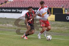 *** Bayernliga Nord - Saison 2025/26 - FC Ingolstadt 04 II - Jahn Regensburg II - Can Paylan (Nr.13 - FC Ingolstadt II) - Seibold Jakob weiss Regensburg - Foto: Meyer Jürgen
