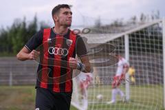 *** Bayernliga Nord - Saison 2025/26 - FC Ingolstadt 04 II - Jahn Regensburg II - Ognjen Draculic (Nr.9 - FC Ingolstadt II) mit dem 2:1 Führungstreffer - jubel - Foto: Meyer Jürgen