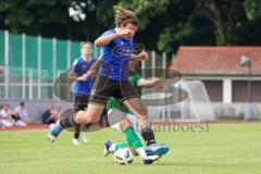 Sparkassenpokal - DJK Ingolstadt - FC Gerolfing - Tom Staudenmeier blau DJK Ingolstadt wird gefoult durch Lukas Schuwirth grün Gerolfing - Foto: Jürgen Meyer