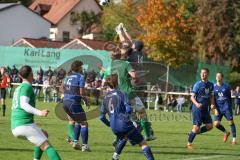 2023_10_28 - Kreisliga - Saison 2023/24 - SV Menning - FC Gerolfing  - Raymond Kreizer grün Gerolfing #4- Eric Jung Torwart Menning - Foto: Meyer Jürgen