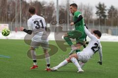AUDI - Schanzer Amateurcup - Finale -  2026  - SV Hundszell - SV Denkendorf - Jonas Löffler grün Denkendorf - Lukas Conradi weiss Hundszell #31 - Johannes Rindlbacher weiss #22 Hundszell - Foto: Meyer Jürgen