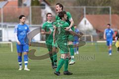 Kreisliga - Saison 2023/24 -  SV Hundszell - SV Denkendorf -  Der 0:1 Führungstreffer durch - Marius Heß grün Denkendorf - jubel - Foto: Meyer Jürgen