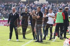 3. Liga; SV Meppen - FC Ingolstadt 04; Tor Jubel Treffer Patrick Schmidt (9, FCI) 0:1, Cheftrainer Michael Köllner (FCI) und Co-Trainer Maniyel Nergiz (FCI) Sportdirektor Ivica Grlic  (FCI)
