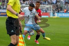 3.Liga - Saison 2022/2023 - TSV 1860 München - FC Ingolstadt 04 - Marcel Costly (Nr.22 - FCI) - Albion Vrenezi (Nr.9 - 1860 München) - Foto: Meyer Jürgen