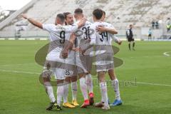 3. Liga - SV Wehen Wiesbaden - FC Ingolstadt 04 - Tor Ausgleich Jubel Stefan Kutschke (30, FCI) Fatih Kaya (9, FCI) Jonatan Kotzke (25 FCI) Merlin Röhl (34, FCI)