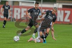 Bayernliga Süd - Saison 2021/2022 - FC Ingolstadt 04 II - SV Donaustauf - Riedl Fabio (#18 FCI) - Tobias Lotter weiss Donaustauf - Götzendörfer Mario (#23 FCI) - Foto: Meyer Jürgen