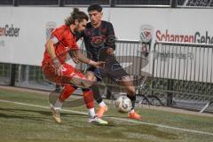 *** Bayernliga Nord - Saison 2025/26 - FC Ingolstadt 04 II - ASV Neumarkt - Ognjen Draculic (Nr.9 - FC Ingolstadt II) - Alexander Braun rot Neumarkt - Foto: Meyer Jürgen