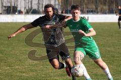 Kreisklasse - Saison 2022/2023 -FC Gerolfing II - GW Ingolstadt - Florian Uslar grün Gerolfing - Hakan Gökhan
 schwarz GW Ingolstadt - Foto: Meyer Jürgen