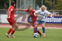 2. Fußball-Liga - Frauen - Saison 2023/2024 - FC Ingolstadt 04 - SC Sand - Anna-Lena Härtl (Nr.4 - FCI Frauen) - Loving Emma weiss Sand - Paula Vidovic (Nr.11 - FCI Frauen) - Foto: Meyer Jürgen