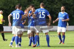 Kreisklasse - Saison 2022/2023 - TSV Ingolstadt Nord - FC Grün Weiss Ingolstadt - Der 1:0 Führungstreffer durch Jean Toribio blau TSV Ing.Nord - Jubel  - Foto: Meyer Jürgen