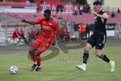 Bayernliga Süd - Saison 2022/2023 - FC Ingolstadt 04 - FC Memmingen - Ibrahim Madougou (Nr.9 - FCI II) - Jakob Gräser schwarz Memmingen - Foto: Meyer Jürgen