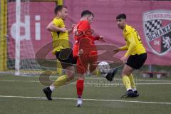 Bayernliga Süd - Saison 2022/2023 - FC Ingolstadt 04 - SV Kirchanschöring - Michael Senger (Nr.21 - FCI II) - Weber Egon Torwart Kirchanschöring - Leberfinger Thomas gelb Kirchanschöring - - Foto: Meyer Jürgen