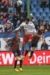 2.BL; Hamburger SV - FC Ingolstadt 04; Kopfball Jonatan Kotzke (25, FCI) Glatzel Robert (9 HSV) Marc Stendera (10, FCI)